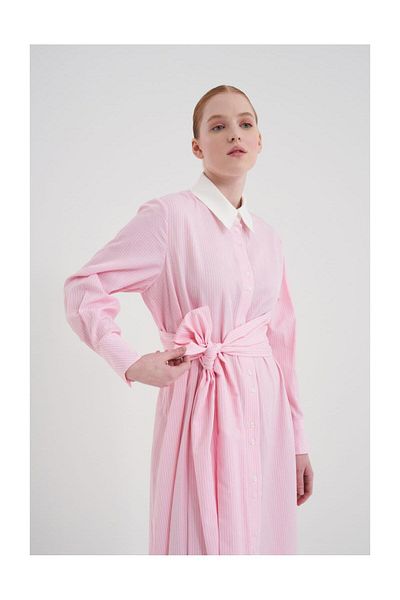 FUSHYA Rochie cu dungi cu dantelă