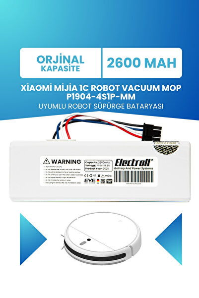 ELECTROLL Xiaomi Mijia 1c Robot Vacuum Mop P1904-4s1p-mm Batarya 2600mah Kapa...