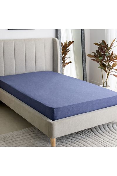 erorex Lavish Triblend Melange Aouli Printed Cotton Twin Fitted Sheet - 120x200+33 cm