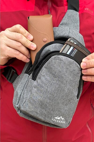 Telvesse Burgos Unisex 3-секційна водонепроникна сумка через плече з хрестоподібними ременями для щоденного використання M1 Сіра