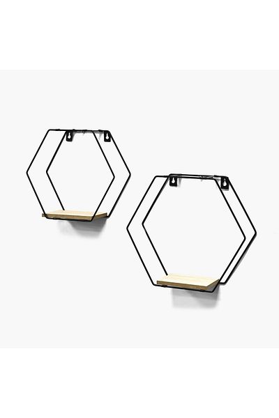 erorex Sera Hexagon 2-Piece Wall Shelf Set