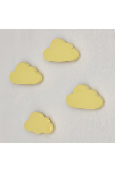 erorex Cloud Shaped 4-Piece Wooden Wall Hook Set - 9x3x5 cm