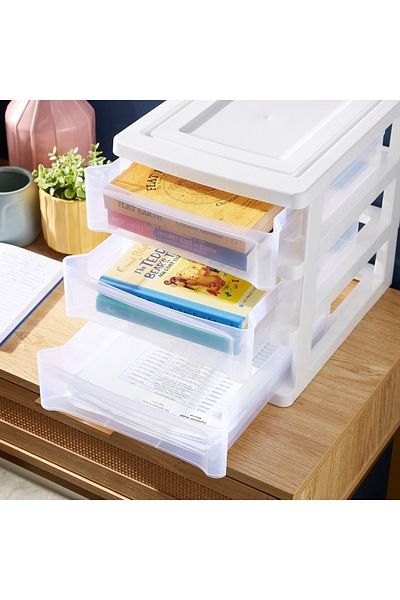 erorex Tidy 3-Tier Desk Organiser with Drawers - 34.5x26.5x31.6 cm