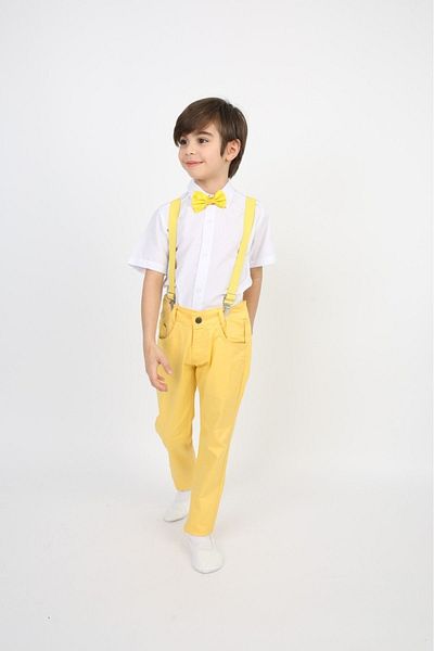 vyloo Boys-Shirt, Pants and Sling Bow Tie Set, April 23, Special Occasion Show Outfit