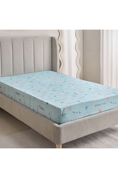 erorex Joy Sea World Marine Twin Cotton Fitted Sheet - 120x200+25 cm