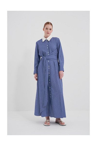 FUSHYA Rochie cu dungi cu dantelă