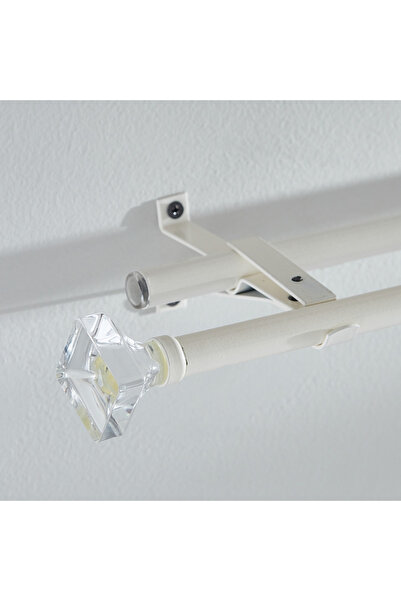 Generic قضيب ستارة مزدوج مربع صغير من الأكريليك مقاس 16 مم - 71-121 سم