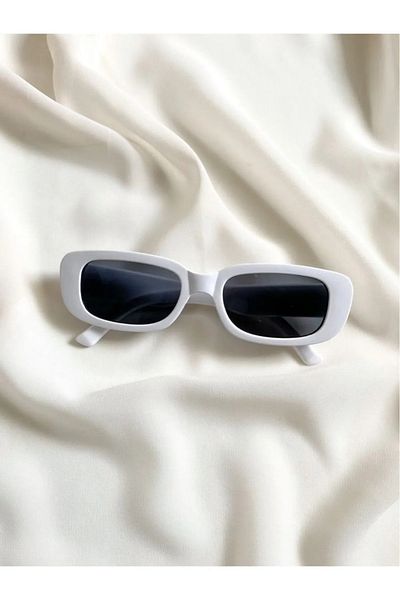 LUPİX Unisex Women Men Uv400 Protection Square Rectangle White Black New Season Sunglasses