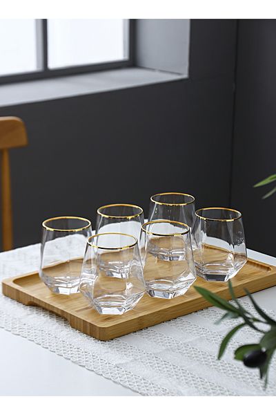 sharpdo 6 Pieces Hexagonal Low Glass Water Cup