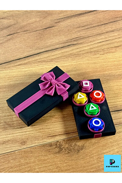 poptoons Squid Game Mıknatıs Kapaklı Saklama Kutulu 5 Taş Oyunu – Özel Hediye Seti (FİGÜRLER AYRI SATILIR)