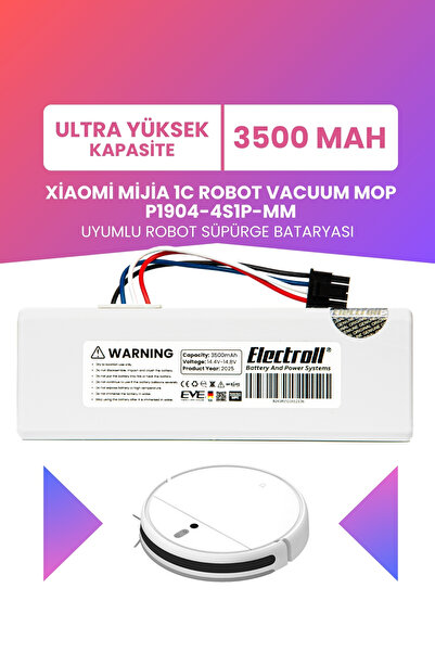 ELECTROLL Xiaomi Mijia 1C Robot Vacuum Mop P1904-4S1P-MM Batarya 3500mah Ultr...