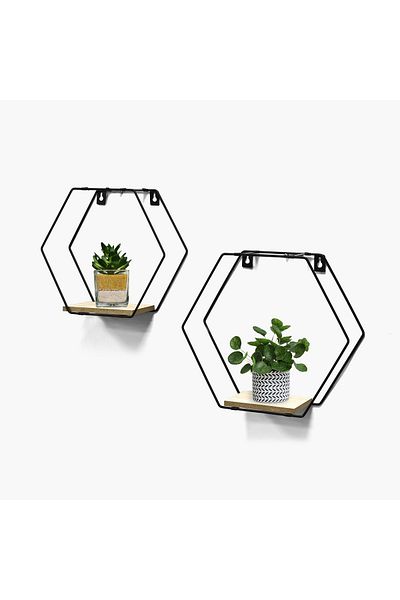 erorex Sera Hexagon 2-Piece Wall Shelf Set