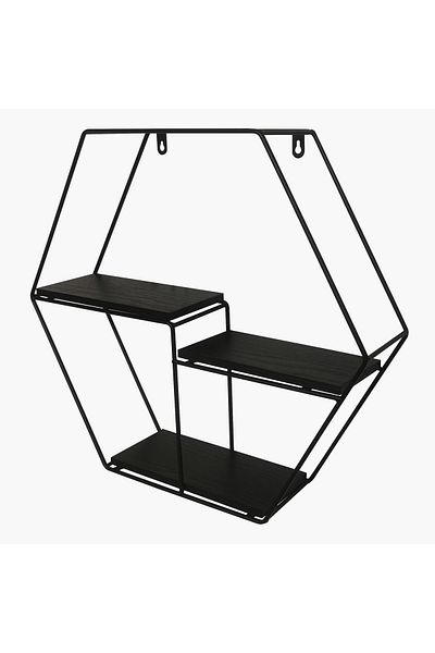 erorex Urban Hexagon 3-Tier Metal Shelf - 48x10x42 cm