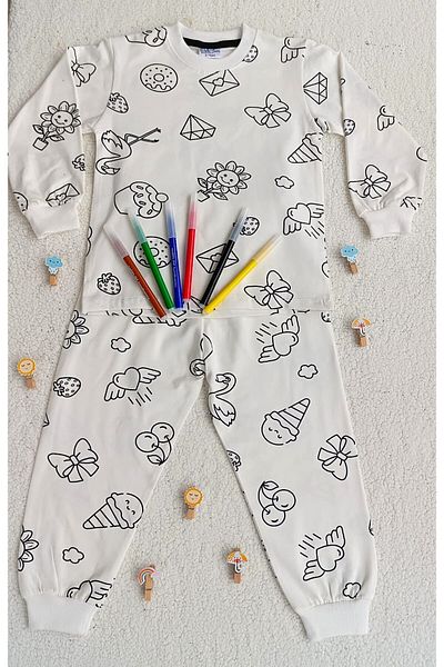 Bilge Trend SET DE PIGAMA PENTRU FATA BAIETEL, 6 CULORI, creioane lavabile, CADOU
