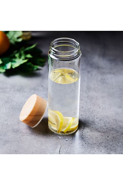 erorex Coolers Borosilicate Bottle with Wooden Finish Lid - 500 ml