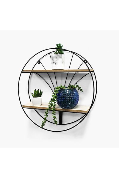 erorex Sera Circle 2-Tier Wall Shelf - 40x10x40 cm