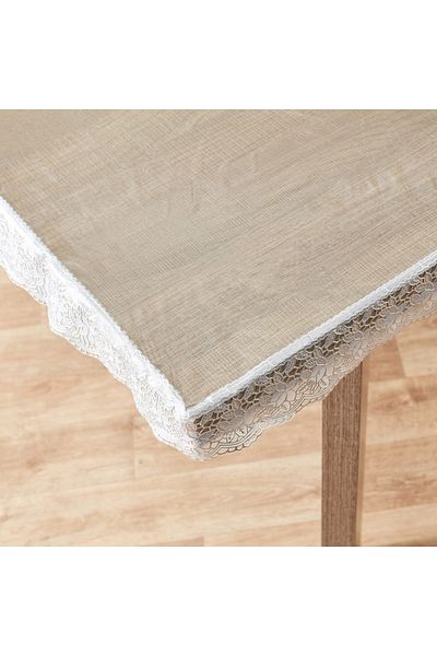 erorex Crystallo Transparent Table Cover with Lace Border - 228x178 cm