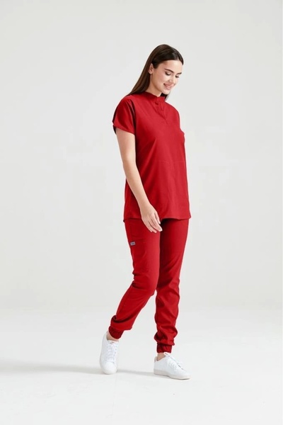 Moodamedikal Kırmızı Renk Perla Model Takım Likra Kumaş Tek Renk Forma