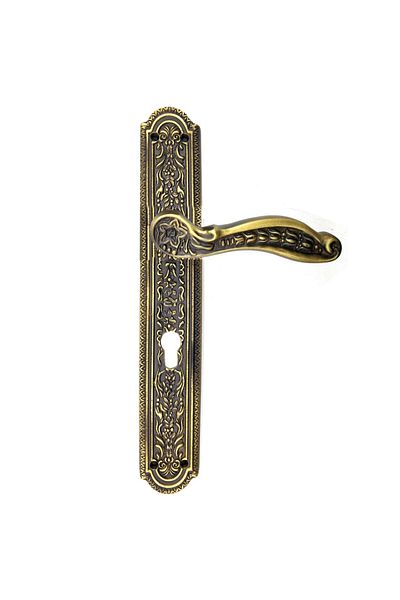 Skygo Antique Style Decorative Brass Ulu Model Patterned Bathroom, WC Door Handle - 354x57 mm, Antique