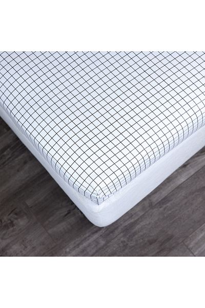 erorex Malta Striped Printed Cotton Single Fitted Sheet - 90x200+33 cm