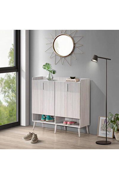 Home Box خزانة أحذية Elmwood تتسع لـ 24 زوجًا بـ 4 أبواب