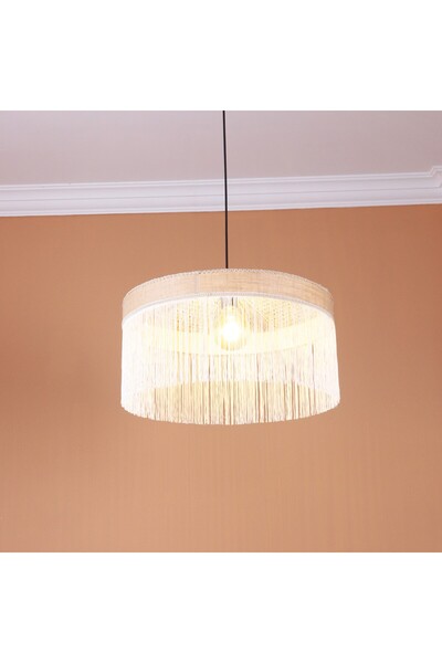 Mylamp ŞANZELİZE 50x30 cm Doğal Hazeran - RAFYA ve Kumaş Avize