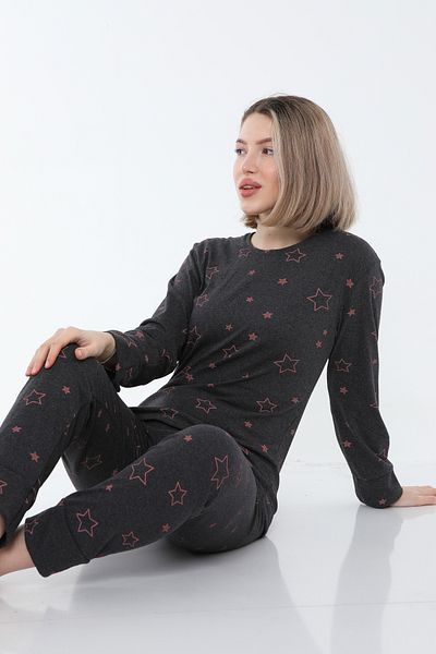 FAMESTEKSTİL Costum de pijama de vară cu mâneci lungi