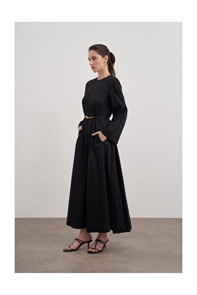 FUSHYA Pile Detaylı Poplin Elbise