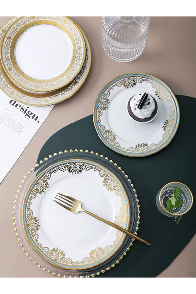 sharpdo 3-piece Golden Pattern Dinner Plate