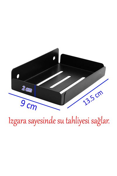 Badem10 Μεταλλική θήκη σαπουνιού Συσκευή στήριξης σαπουνιού με βίδα Χειροκίνητη θήκη σαπουνιού Επιτοίχια Μαύρο Χρώμα 1 Τεμάχιο