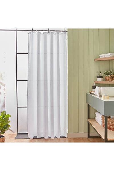 Generic Royal Solid Jacquard Shower Curtain with 12 Hooks - 180x200 cm