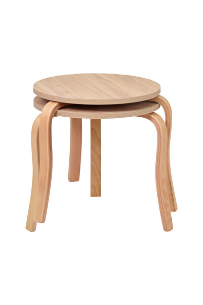 VİLİNZE Eva Ahşap Çok Amaçlı Zigon Tabure (2 Adet)