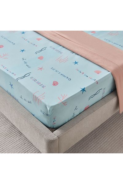 erorex Joy Sea World Marine Twin Cotton Fitted Sheet - 120x200+25 cm