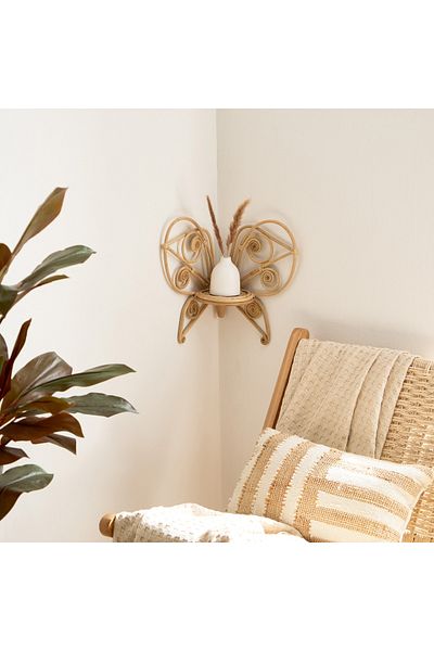erorex Boho Bliss Butterfly Corner Wall Shelf - 21x21x37 cm