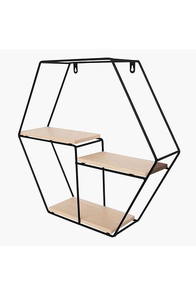 erorex Urban Hexagon 3-Tier Metal Shelf - 48x10x42 cm