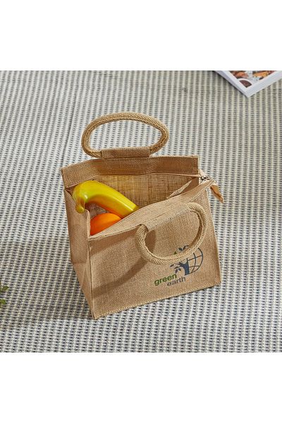 erorex Go Green Multiutility Jute Lunch Bag - 25x15x36 cm