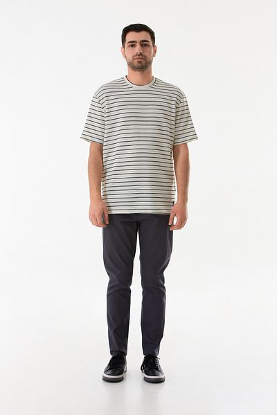 Fulla Moda Μπλουζάκι με ριγέ Jacquard Crew Neck