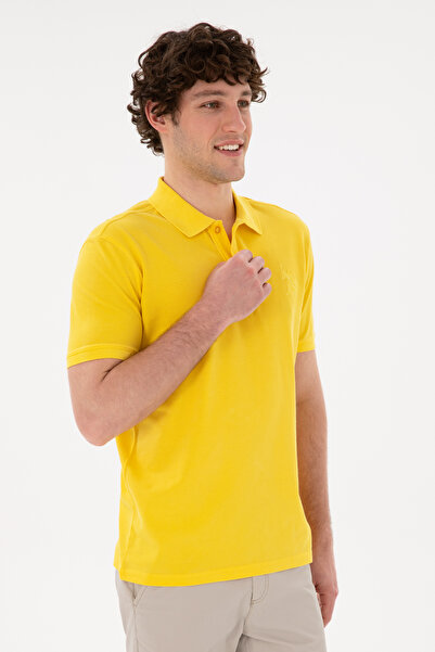 U.S. Polo Assn. Erkek Slim Fit Polo Yaka Sarı Basic Tişört 50294207-VR044
