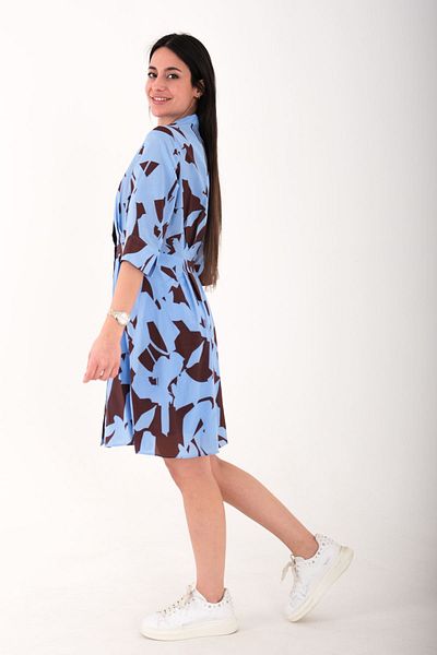 Blues Outlet ROCHIE DE FEMEIE CU GÂTUL ÎN V JUMĂTATE DE MÂNECĂ - ALBASTRU