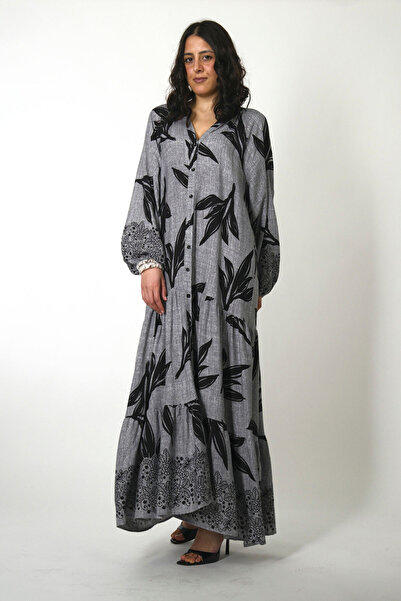 ABBRA Women's Prevailing Collar Buttoned Front Belted 100% Viscose Summer Dress