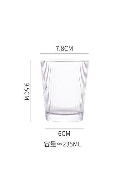 sharpdo 235 ml Full Bright V-shaped Striped Cup Glass Water Cup