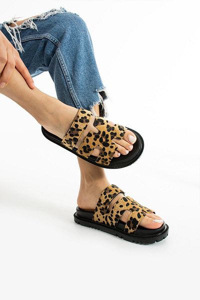 diclepolat Γυναικείες καθημερινές παντόφλες Petra Leopard με σχέδιο - Μονό λουράκι