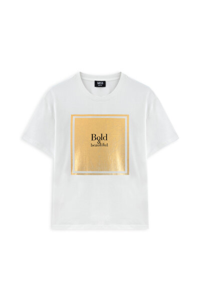 MISS IPEKYOL Μπλουζάκι με σλόγκαν με στάμπα αλουμινόχαρτο