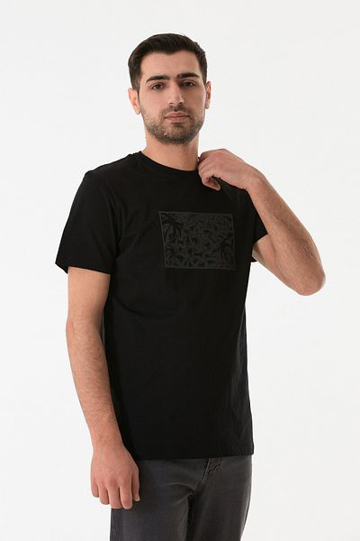 Fulla Moda Μπλουζάκι με ανάγλυφο εμπριμέ λαιμόκοψη