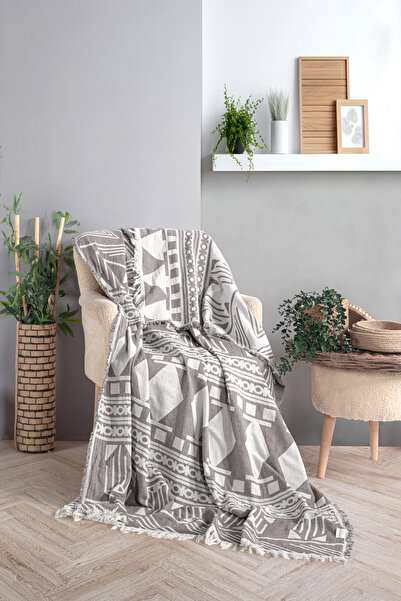MYLASA HOME %100 Pamuk Bohem Temalı Çok Amaçlı Müslin Throw 130 X 170