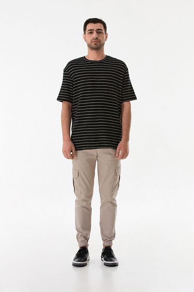 Fulla Moda Μπλουζάκι με ριγέ Jacquard Crew Neck