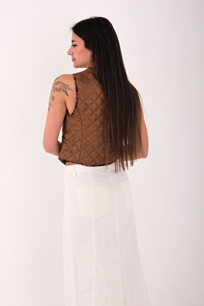 Blues Outlet ДАМСКИ ВАТОНЕН ЖИЛЕТ С КОПЧЕТА - КАФЯВ