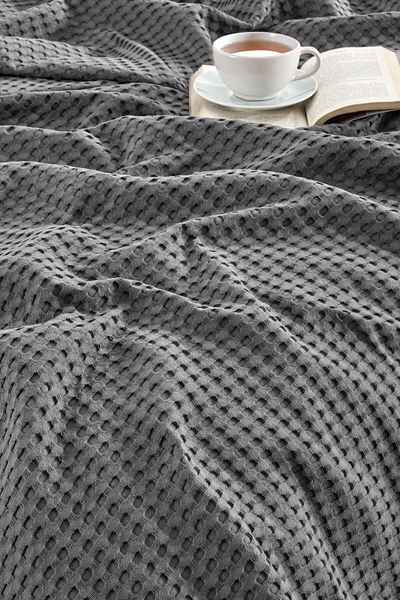 Naturosa Double Gray Color Waffle Pike 100% Cotton 200X220 cm