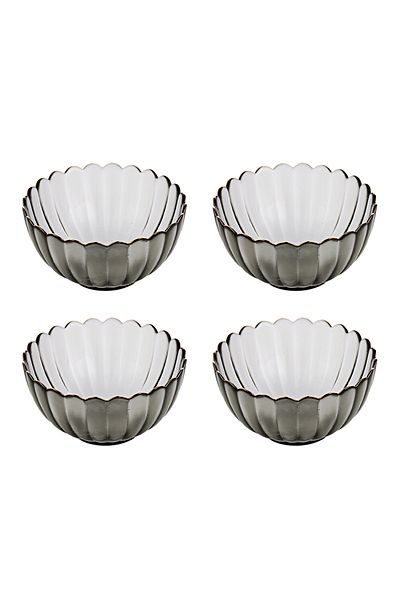 sharpdo Four Piece Glass Bowl Set With Lace And Gold Border