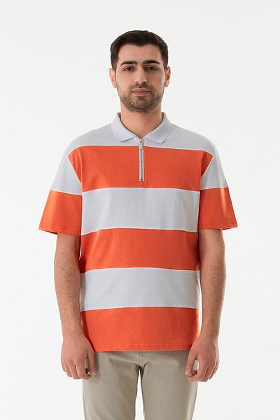 Fulla Moda Μπλουζάκι με μισό φερμουάρ Polo Neck Color Block